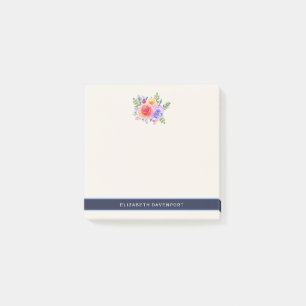 Bloco De Notas Rosas de Aquarela Buquê Floral
