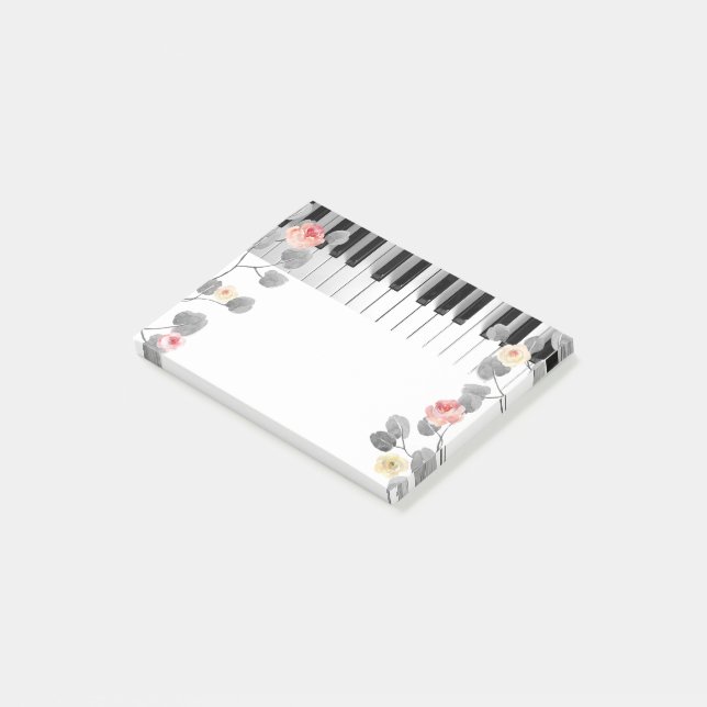 Bloco De Notas rosas de aquarela para piano de folhagem de cinzas (Inclinado)