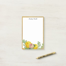 Bloco De Notas Rosas Florais Amarelas e Rosas Personalizadas