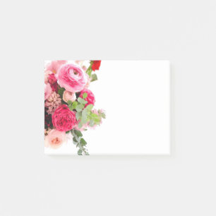 Bloco De Notas Rosas Florais com Modelo de Vazio de Aquarela Flor