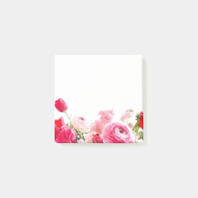 Bloco De Notas Rosas Florais Personalizados Flores Vazio de Aquar (Frente)