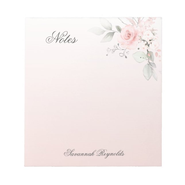 Bloco De Notas Rosas FLORAIS PINK Personalizados (Frente)