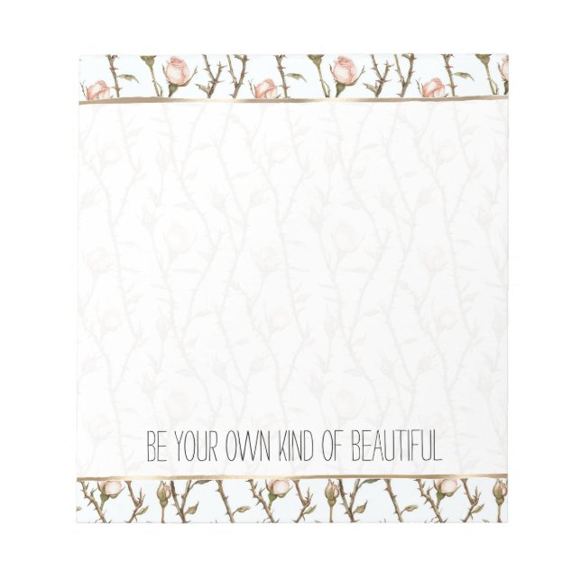 Bloco De Notas Rosas Florais Rosa Bonito (Frente)