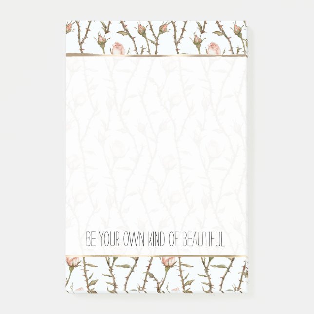 Bloco De Notas Rosas Florais Rosa Bonito (Frente)