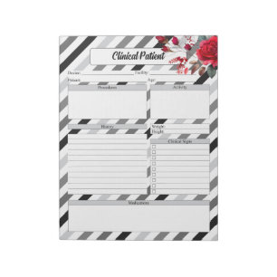 Bloco De Notas Rosas n Stripes_ Doente Clínico
