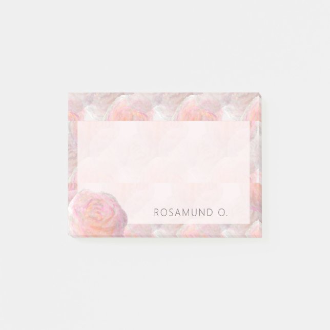Bloco De Notas Rosas Pastel Sonhadoras Abstratas com Nome (Frente)