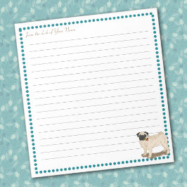 Bloco De Notas Rosas Pug Personalizadas com linha