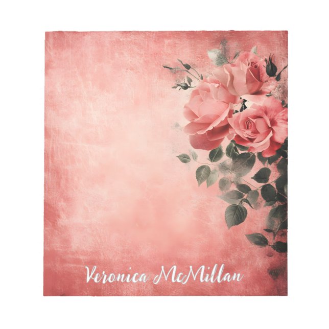 Bloco De Notas Rosas Rosa no Fundo Rosa (Frente)