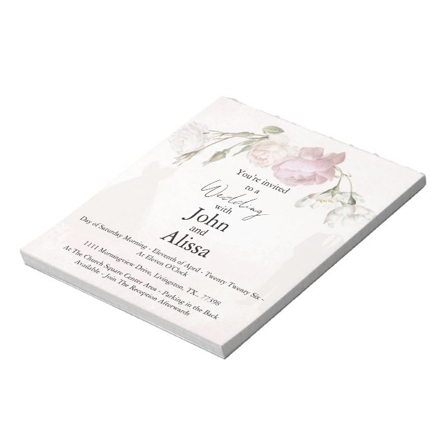 Bloco De Notas Rosas Rosa Suave & Coleção de Noiva e Noivo (Invertido)