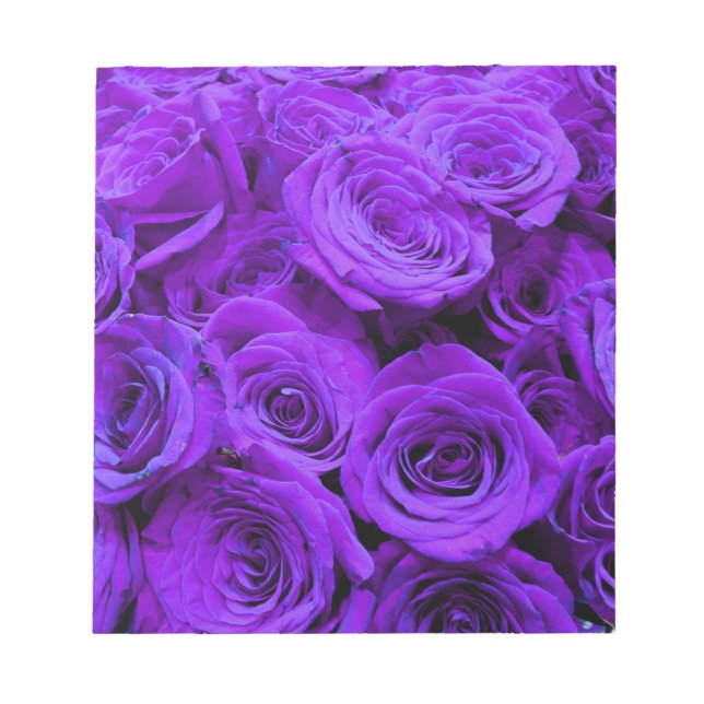 Bloco De Notas rosas roxas violetas românticas, buquê de rosa bon (Frente)