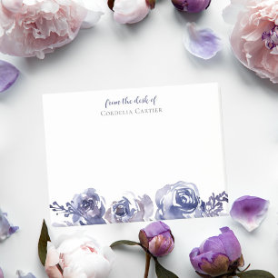 Bloco De Notas Rosas Roxos Modernos Floral Personalizado