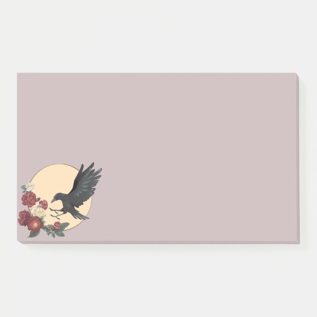 Bloco De Notas Rosas Vermelhas e Post-it de Corvo (Frente)