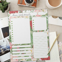 Bloco De Notas Rosas Vintage Notas Diárias do Planejador e Lista 