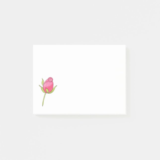 Bloco De Notas Rosebud de Aquarela Rosa (Frente)