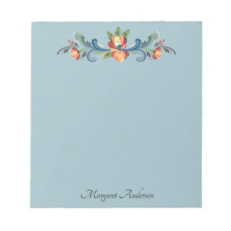 Bloco De Notas Rosemaling Blue e Red