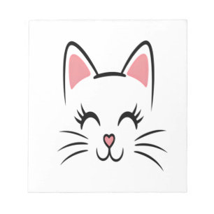 Bloco De Notas Rosto de Gato Bigodes Impressão Amor Halloween