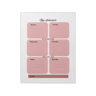 Bloco De Notas Rosy Blush Planner Agendado Semanalmente