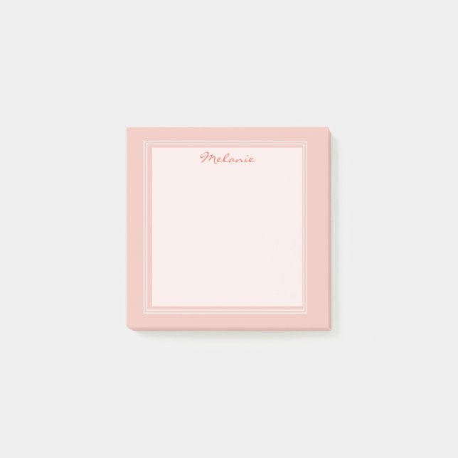 Bloco De Notas Roteiro Moderno de Coral Branco com Borda (Frente)