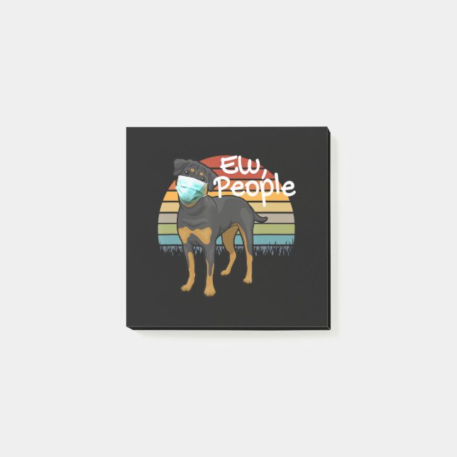 Bloco De Notas Rottweiler Copo com Máscara - Pessoas - Rottweiler (Frente)