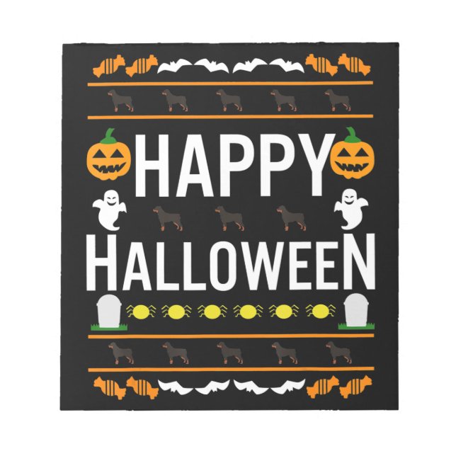 Bloco De Notas Rottweiler Halloween Preguiçoso Cachorrinho (Frente)