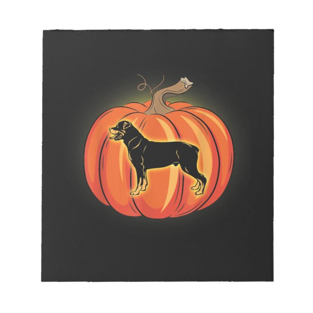 Bloco De Notas Rottweiler Pumpkin Halloween Cachorro (Frente)