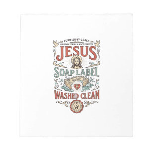 Bloco De Notas Rótulo de Sabão Jesus Lavado Limpo Sabão Jesus Lav
