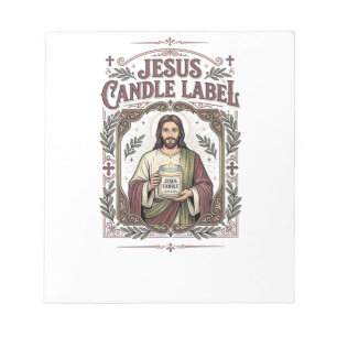 Bloco De Notas Rótulo de Vela Jesus Vela Jesus Fé Cristã Vi