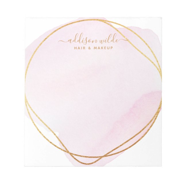 Bloco De Notas Rótulo Rosa Água-forte Dourado Círculo Negócios (Frente)