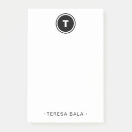 Bloco De Notas Round Black White Minimal Modern Monogram