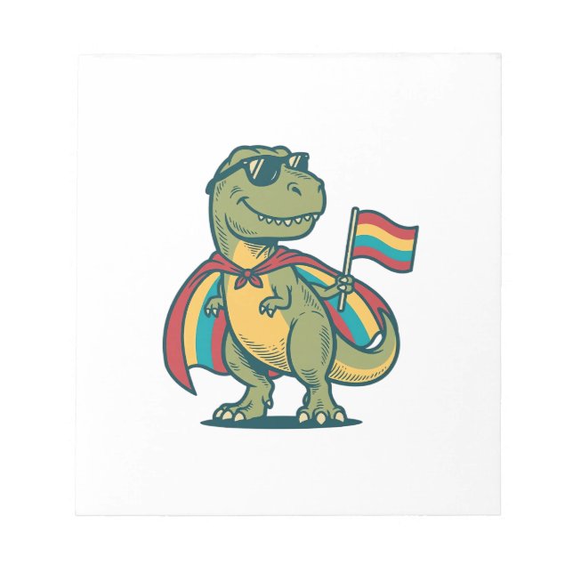 Bloco De Notas Roupa de Dinossauro Orgulho Fofo em Vetor Design_1 (Frente)