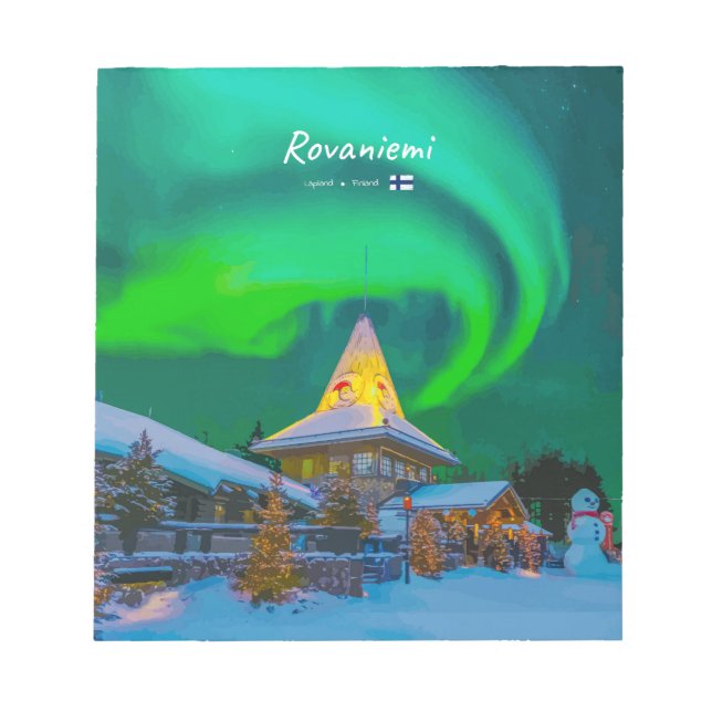 Bloco De Notas Rovaniemi, Finlândia - Magia Aurora (Frente)