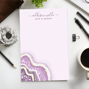 Bloco De Notas Roxo Ágata Geodo Brilho Luxo Chic Ameixa
