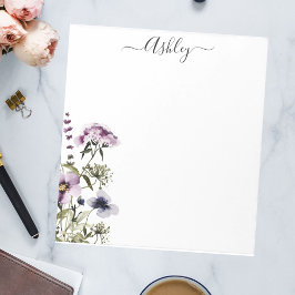 Bloco De Notas Roxo Buquê de flor selvagem Floral