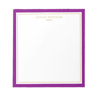 Bloco De Notas Roxo Elegante Dourado Personalizado