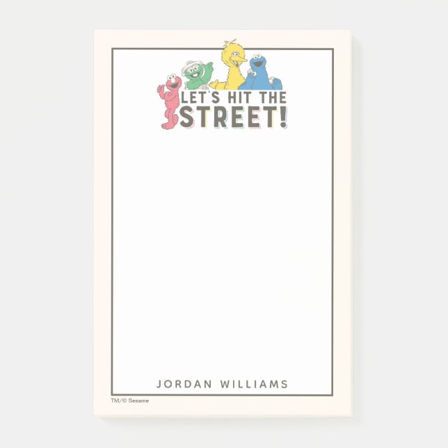 Bloco De Notas Rua Sésamo | Adicione seu nome (Frente)