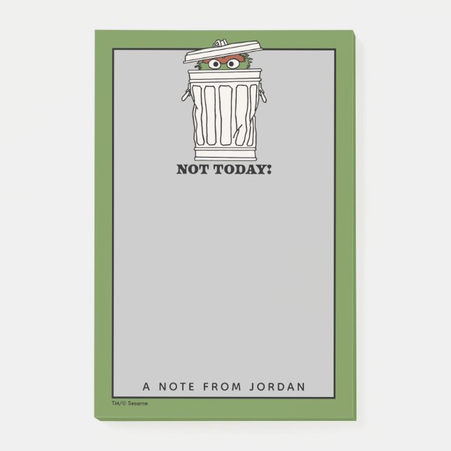 Bloco De Notas Rua Sésamo | Oscar the Grouch | Adicione seu nome (Frente)