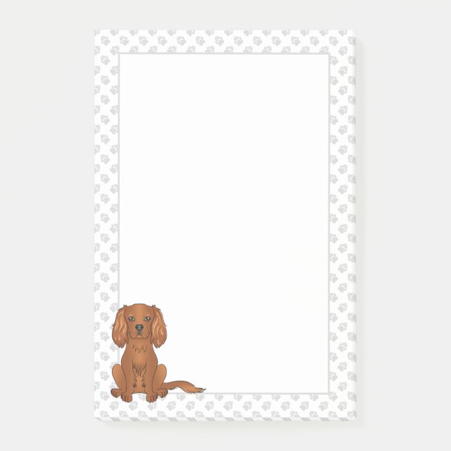Bloco De Notas Ruby Cavalier King Charles Spaniel & Paws (Frente)