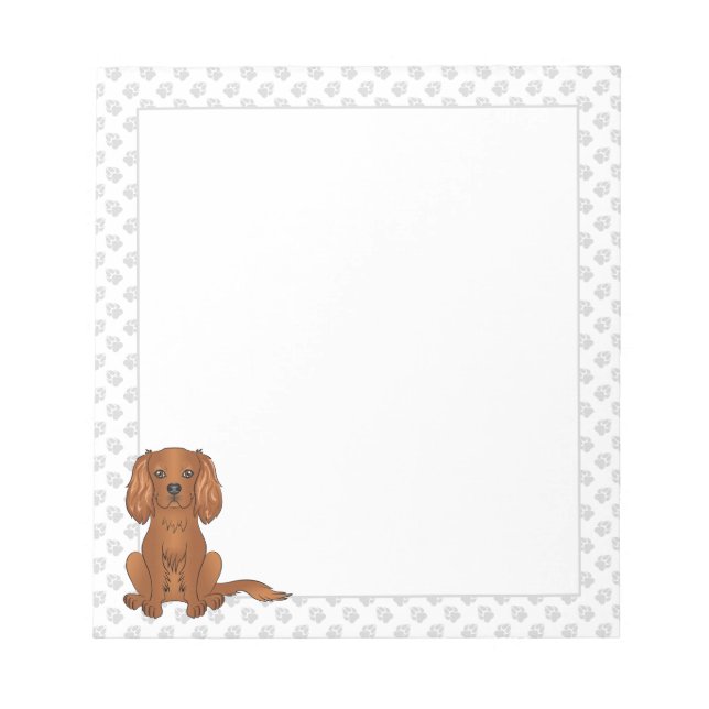 Bloco De Notas Ruby Cavalier King Charles Spaniel & Paws (Frente)