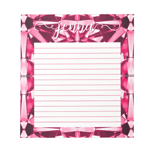 Bloco De Notas Ruby Gemstone Lined Personalizado (Frente)