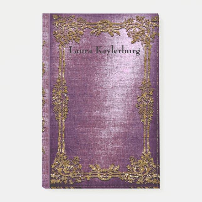 Bloco De Notas Ruette Lavendre Antigo Livro Monograma Único da El (Frente)