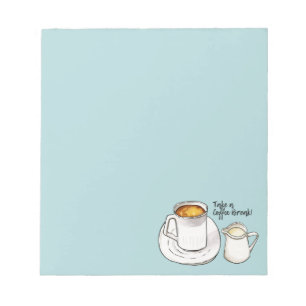 Bloco De Notas Ruptura de café da ilustração do Doodle do ca