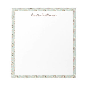 Bloco De Notas Russo Cottagecore Watercolor Floral Sage Personali