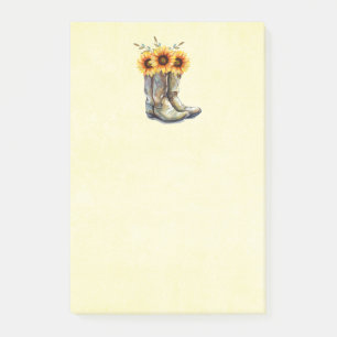 Bloco De Notas Russo Cowboy Boots com Girassóis