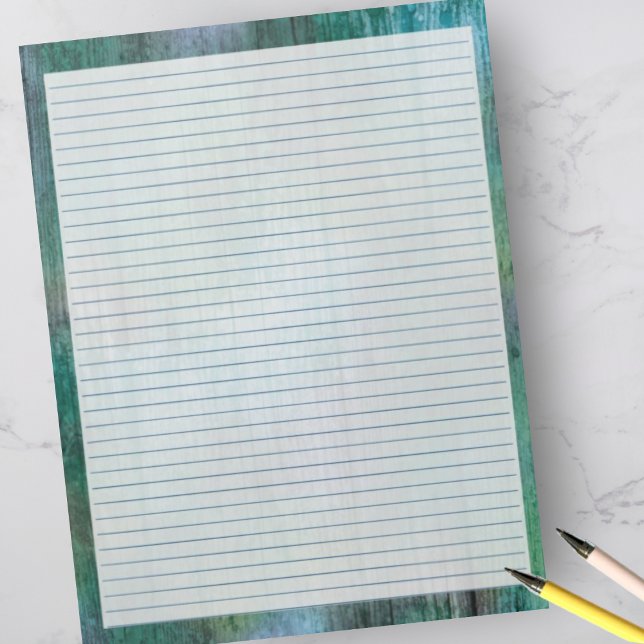 Bloco De Notas Rustic Blues Green - Faculdade Azul com 8,5"x11" (Criador carregado)