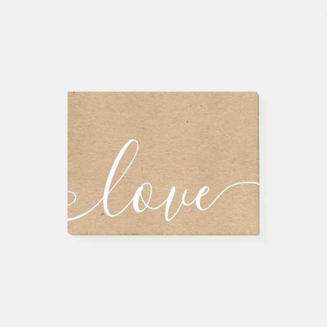 Bloco De Notas Rustic Kraft Elegant Script Love (Frente)