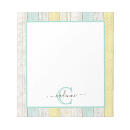 Bloco De Notas Rustic Mint & Yellow Boho Geo Modern Personalizado