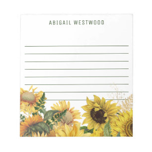 Bloco De Notas Rustic Sunflower Plant Mãe Nome Personalizado