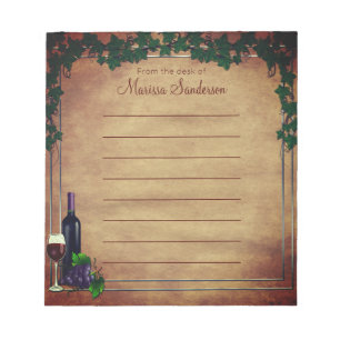 Bloco De Notas Rustic Vineyard Wedding l da mesa de