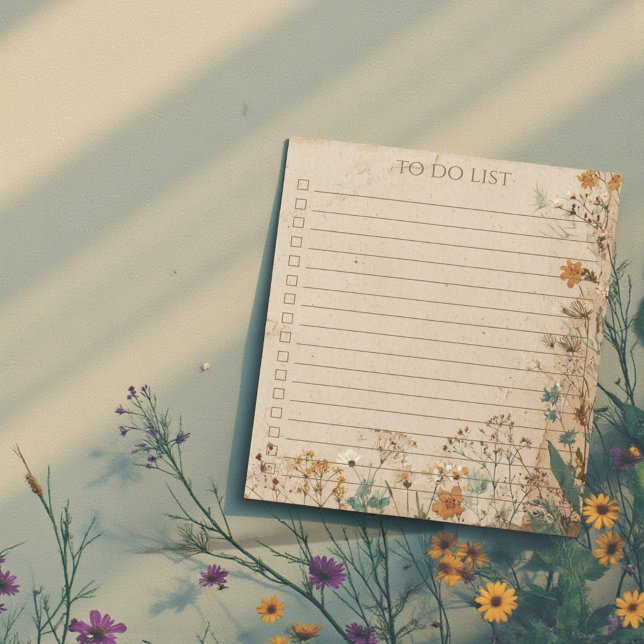 Bloco De Notas Rustic Wildflower To Do List Teacher Nature Gift (Rustic Wildflower To Do List Teacher Nature Gift Notepad)