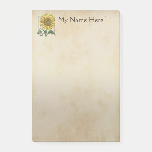 Bloco De Notas S personalizado para o monograma da flor do (Frente)